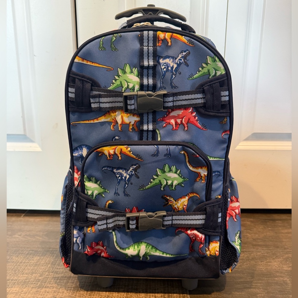 Pottery Barn Kids Blue Multi Dinos Rolling Mackenzie Backpack